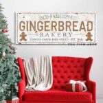 Old Fashioned Gingerbread Bakery Sign handmade by ToeFishArt. Original, custom, personalized wall decor signs. Canvas, Wood or Metal. Rustic modern farmhouse, cottagecore, vintage, retro, industrial, Americana, primitive, country, coastal, minimalist.
