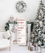 Silent Night Sign handmade by ToeFishArt. Original, custom, personalized wall decor signs. Canvas, Wood or Metal. Rustic modern farmhouse, cottagecore, vintage, retro, industrial, Americana, primitive, country, coastal, minimalist.