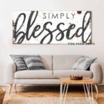 Simply Blessed Sign handmade by ToeFishArt. Original, custom, personalized wall decor signs. Canvas, Wood or Metal. Rustic modern farmhouse, cottagecore, vintage, retro, industrial, Americana, primitive, country, coastal, minimalist.