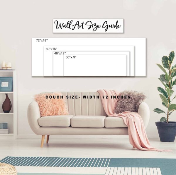 ToeFishArt 60x15 Sizing Guide. Original, custom, personalized wall decor signs. Canvas, Wood or Metal. Rustic modern farmhouse, cottagecore, vintage, retro, industrial, Americana, primitive, country, coastal, minimalist.