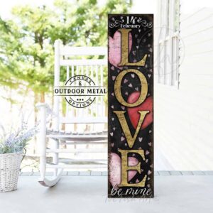 ToeFishArt LOVE and XOXO Be Mine Valentine's Seasonal Decoration Porch Greeter Canvas or Outdoor Metal Vertical Porch Leaner Sign Decor with Color Options Available handcrafted in the USA for your Front Door Entryway Welcome Holiday Seasonal Curb Appeal Outdoor Decoration handmade by woman-owned USA small family American business ToeFishArt. Original, custom, personalized wall decor signs. Canvas, Wood or Metal. Rustic modern farmhouse, cottagecore, vintage, retro, industrial, Americana, primitive, country, coastal, minimalist.